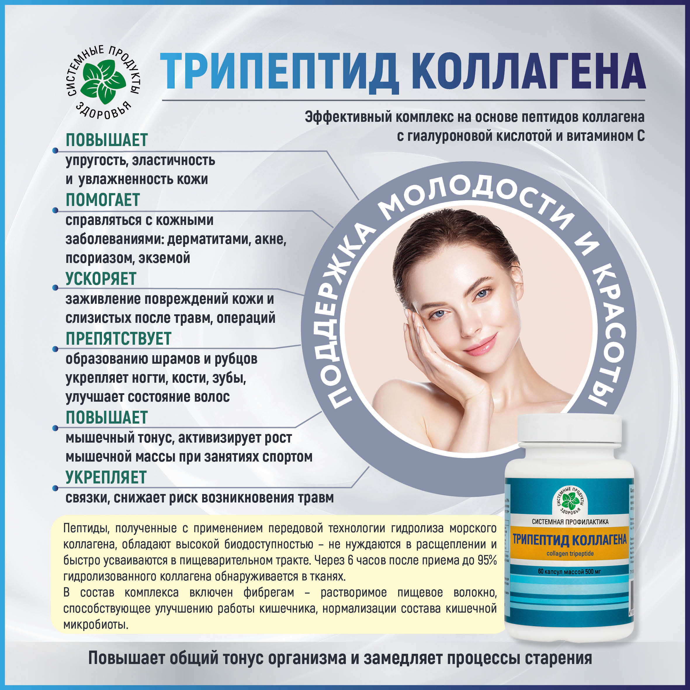Трипептид коллагена, 60 капс.